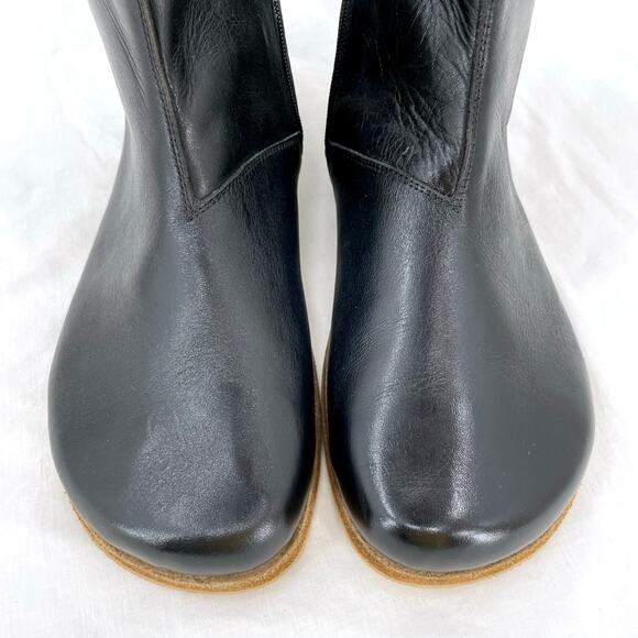 Sleek Black Leather Ankle Booties - Picture 7 of 10